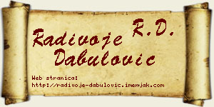 Radivoje Dabulović vizit kartica